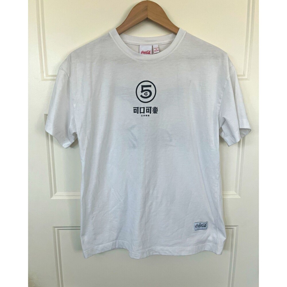 Coca-Cola London T Shirt White Graphic Winged Bottle Logo Tee Unisex Size Small